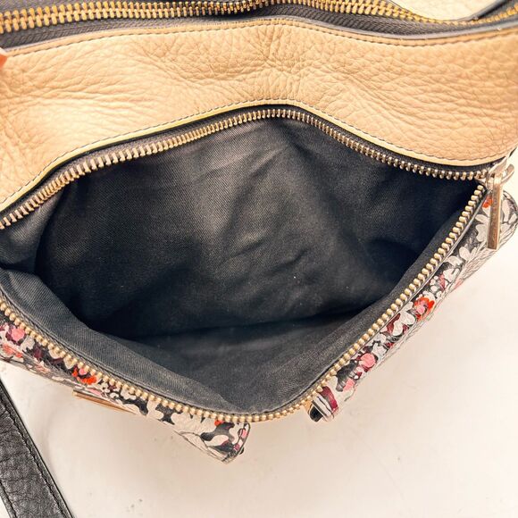 Fossil Off White Multi Color Leather Shoulder Bag Chunky Silver Hardware - Picture 8 of 16